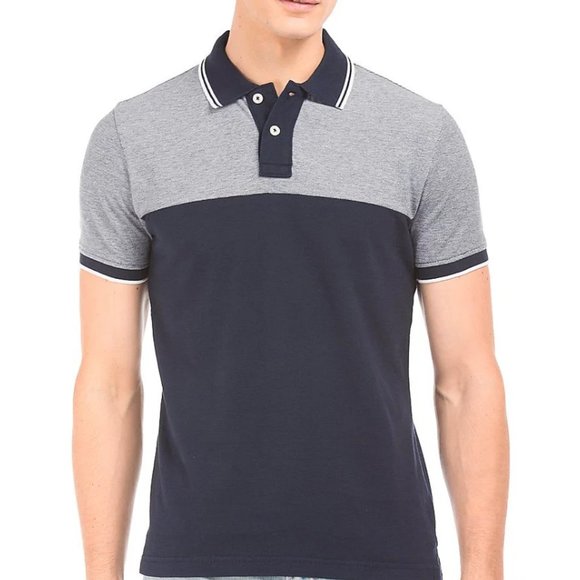 AEROPOSTALE Men's Polo Shirt - Color Blocked Pique - Size L - Picture 1 of 4